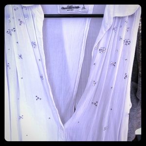 Gauze Blouse top Flowey sheer shirt crop top